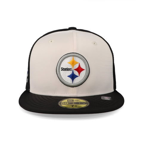 Gorra New Era 59 Fifty NFL Satin E3 Steelers Negro Cerrada