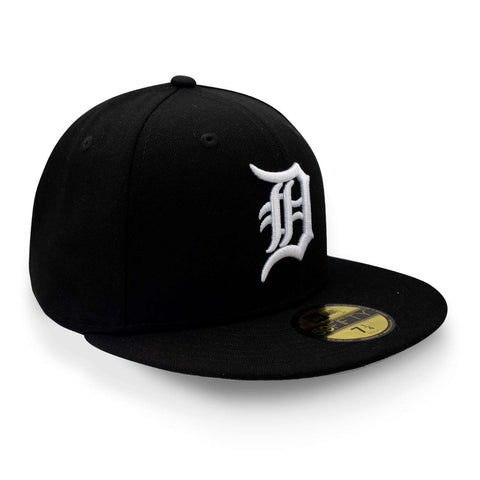 Gorra New Era 59Fifty MLB Tigers Basic Negro Blanco Cerrada