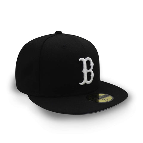 Gorra New Era 59Fifty MLB Red Sox Basic Negro Blanco Cerrada