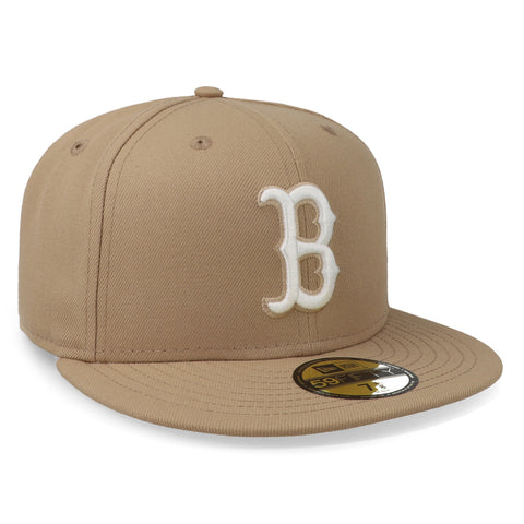 Gorra New Era 59Fifty MLB Red Sox Core Camel Blanca Cerrada
