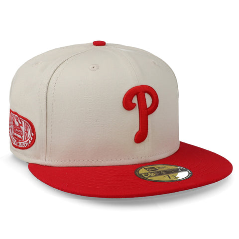 Gorra New Era 59 Fifty MLB Phillies White Crown Beige/Rojo