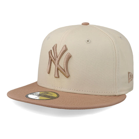 Gorra New Era 59 Fifty MLB Yankees Patch Beige Cerrada