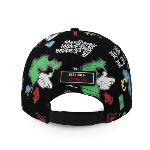 Gorra Cash Only Snapback Full Print Negro Unitalla