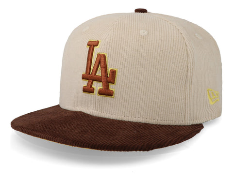 Gorra New Era 59 Fifty MLB Dodgers Cord Beige Cerrada