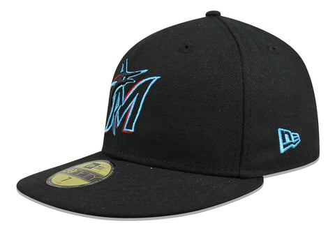 Gorra New Era 59 Fifty MLB Marlins Ac Perf Negro Cerrada