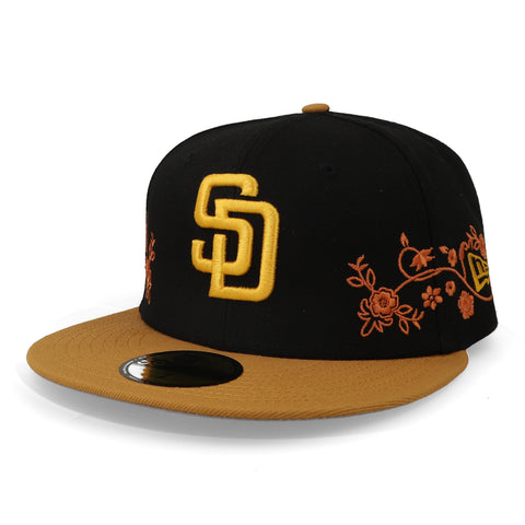 Gorra New Era 59 Fifty MLB Padres Floral Vine Café Cerrado