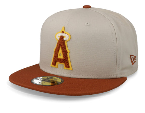 Gorra New Era 59 Fifty MLB Angels Boucle Beige Cerrada