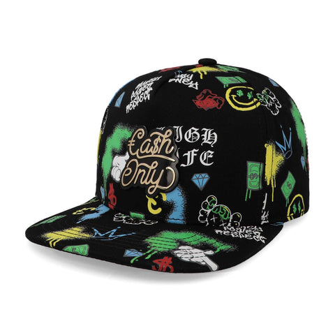 Gorra Cash Only Snapback Full Print Negro Unitalla