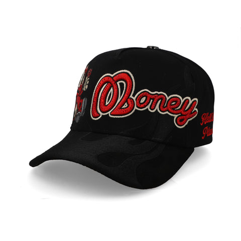 Gorra Cash Only Money and Flames Negro Rojo Unitalla