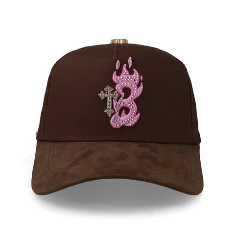 Gorra Barbas Hats B Cross Beige Rosa