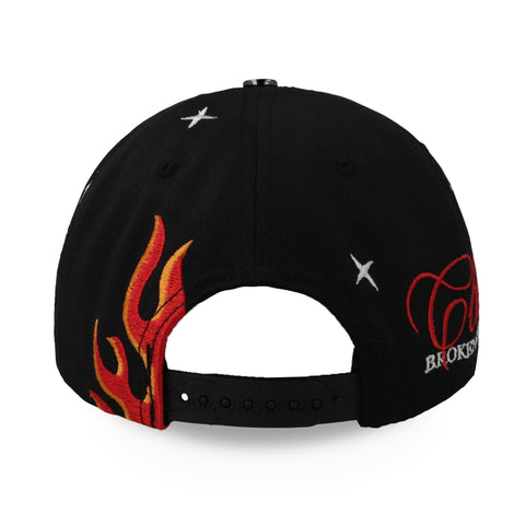 Gorra 5.7 Skull Fire Broken Heart Premium SNK Negro
