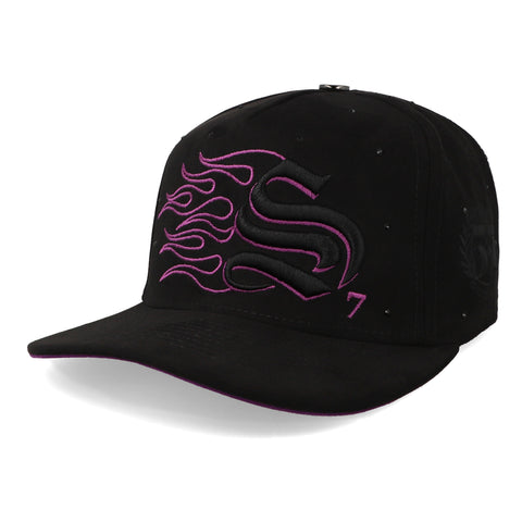 Gorra 5.7 Fire Diamonds Negro/Morado Snapback Curva Unitalla