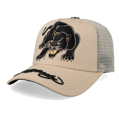 Gorra Ed Hardy Panther Diamonds Caqui Trucker Unitalla