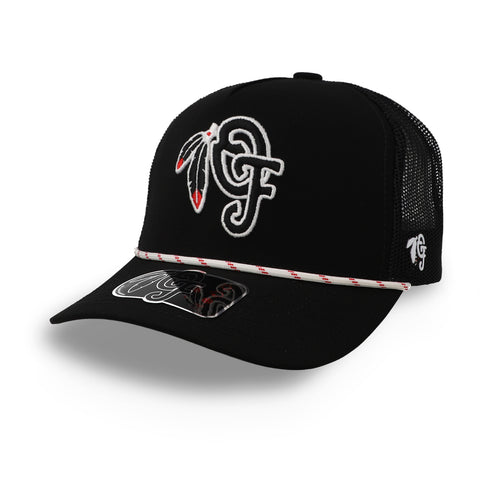 Gorra Oak Feather Logo Negra Trucker Unitalla