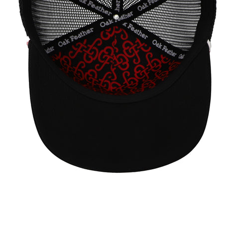 Gorra Oak Feather Logo Negra Trucker Unitalla
