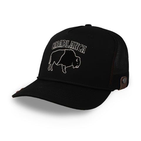Gorra Cara Blanca Smooth Buffalo Trucker Negro Unitalla