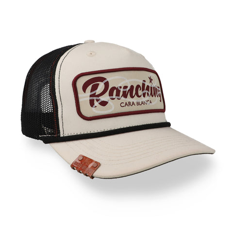 Gorra Cara Blanca CB Ranching Trucker Crema Negro Unitalla