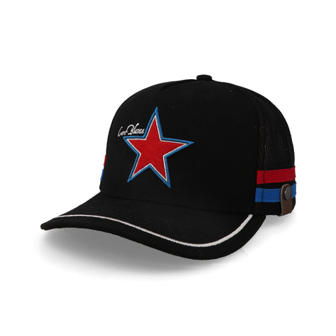 Gorra Cara Blanca Cattleman Double Line Star Negra Unitalla