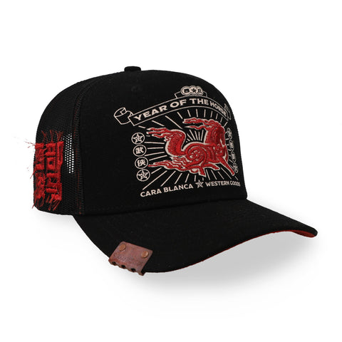 Gorra Cara Blanca CNYH Golden Stallion Negra Unitalla