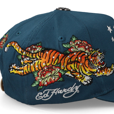 Gorra Ed Hardy Don Tiger and Stars Verde Azulado Unitalla