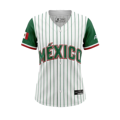 Jersey 2CAP México Stripes PC Blanco Verde Mujer