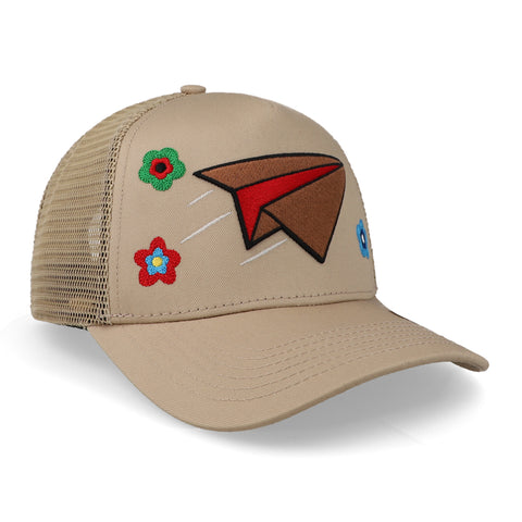 Gorra Problematic Paperplane Malla Arena Beige Ajustable