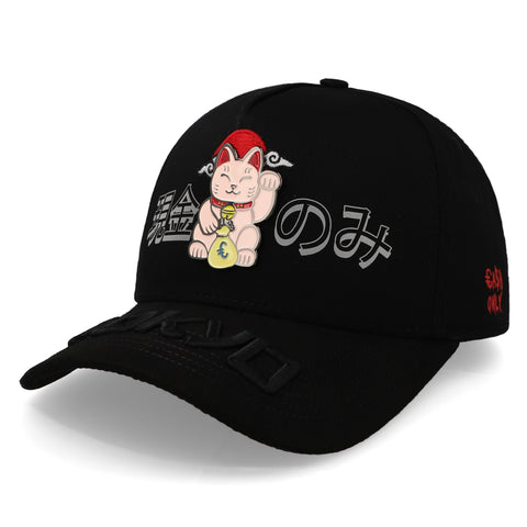 Gorra Cash Only Lucky Cat Negro Curve 1081 Unitalla