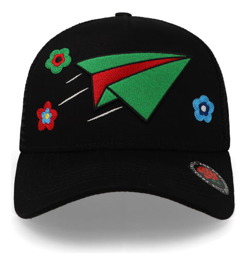 Gorra Problematic Chiquete Paperplane Malla Negro