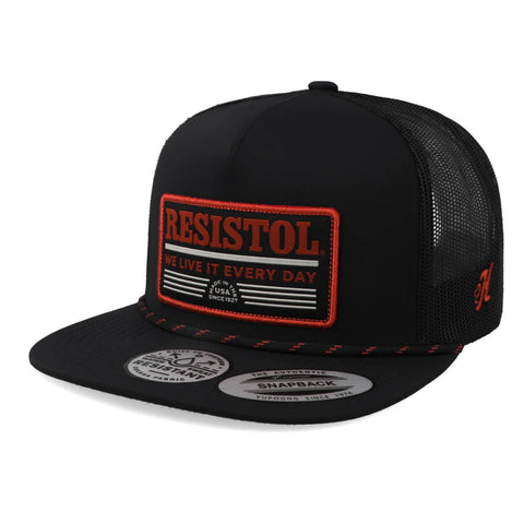 Gorra Hooey Resistol 5Panel Trucker Negra Roja Unitalla