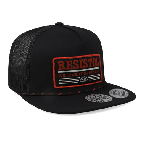 Gorra Hooey Resistol 5Panel Trucker Negra Roja Unitalla