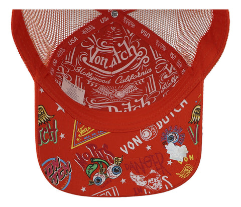 Gorra Von Dutch Orange Pink Jax All Over Trucker Naranja Uni