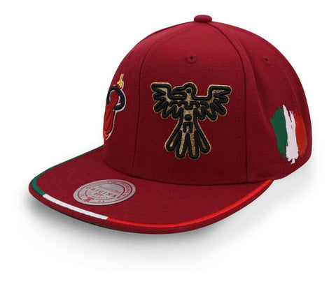 Gorra Mitchell And Ness Nba Piramid Mexico Heat Rojo Unitall