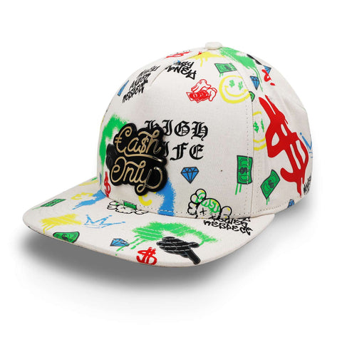 Gorra Cash Only Full Print Snap Blanco Unitalla