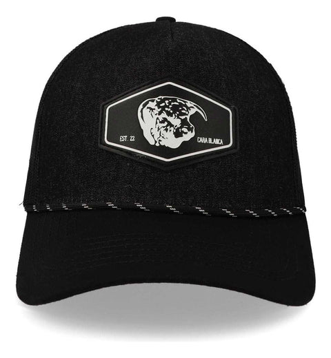 Gorra Cara Blanca Cb10 Parche Blk Trucker Negro Unitalla