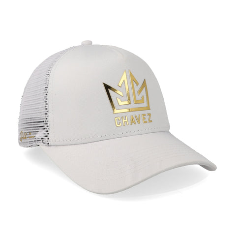 Gorra All In Chavez Golden Curva Trucker Blanca Unitalla
