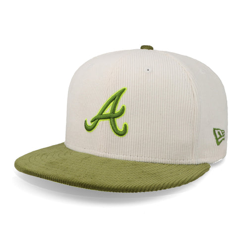 Gorra New Era 59 Fifty MLB Braves Cord Beige Cerrada