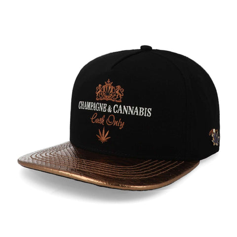 Gorra Cash Only Champagne Canabis Snap Negro Unitalla