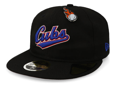 Gorra New Era 59 Fifty MLB Cubs Cooperstown Pin RC Negro Cerrada