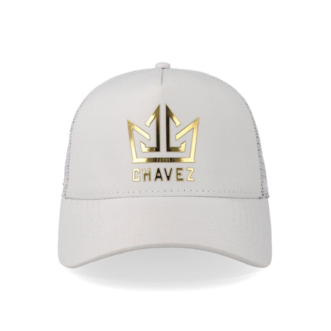 Gorra All In Chavez Golden Curva Trucker Blanca Unitalla