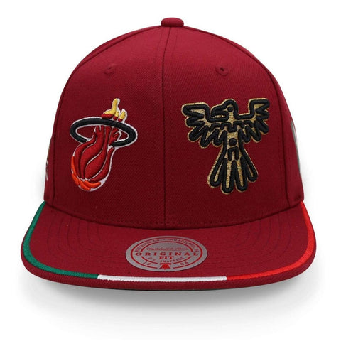Gorra Mitchell And Ness Nba Piramid Mexico Heat Rojo Unitall