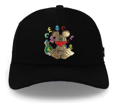 Gorra Cash Only Mouse Curva Golden Negro Unitalla